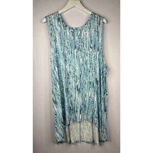 LOGO Layers By Lori Goldstein Blue Sleeveless Top 3X Lagenlook Artsy Coastal